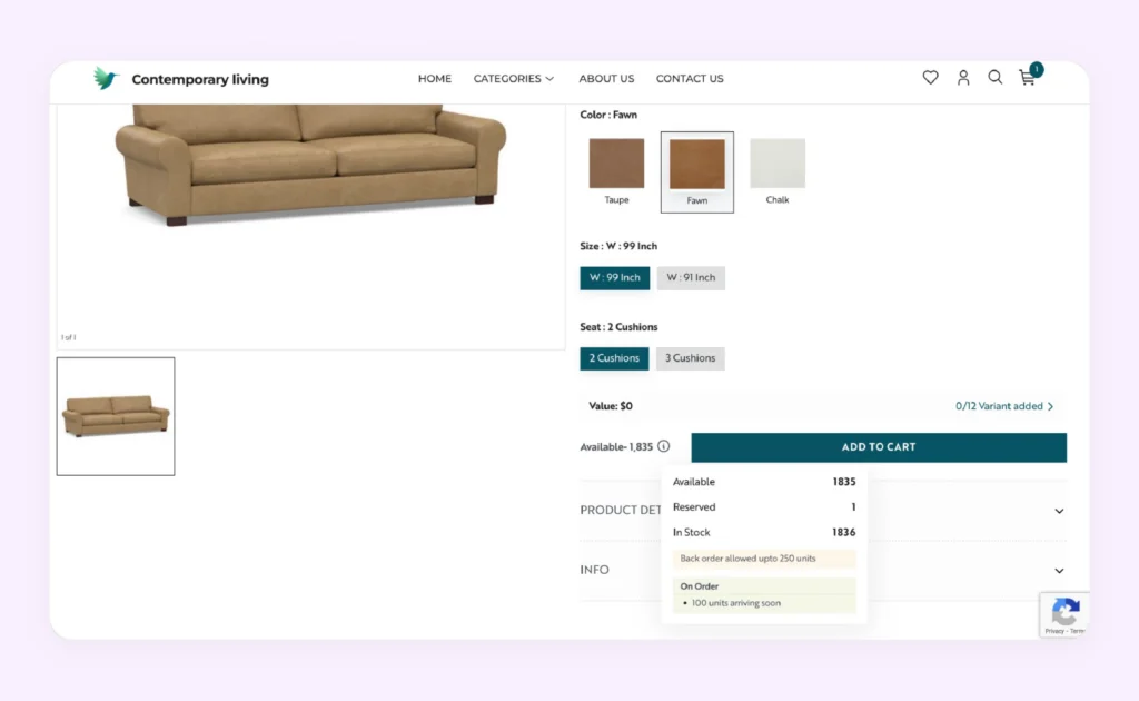 Real-time stock incoming visibility in WizCommerce