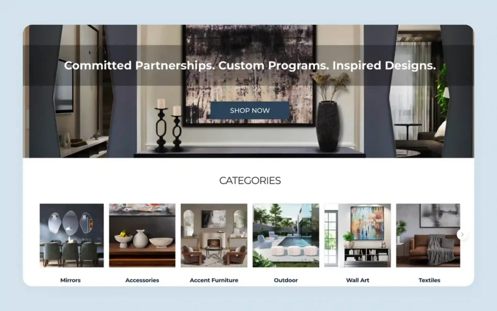 Howard Elliott Collection wholesale homepage featuring customer testimonials prominently on page