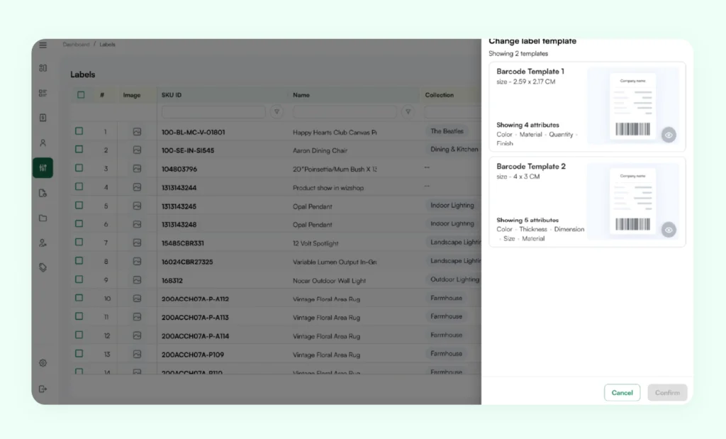 Label Creation feature in WizCommerce Label Creation feature in WizCommerce