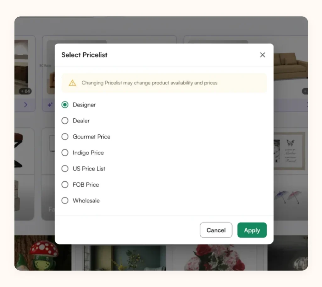 Custom price list functionality of WizCommerce in action