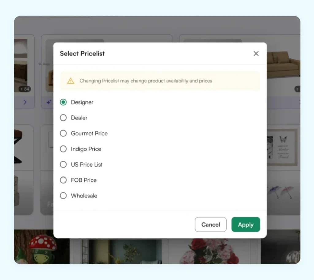 Custom price list functionality of WizCommerce in action