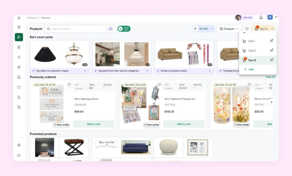 Multi-cart feature of WizCommerce in action Multi-cart feature of WizCommerce in action
