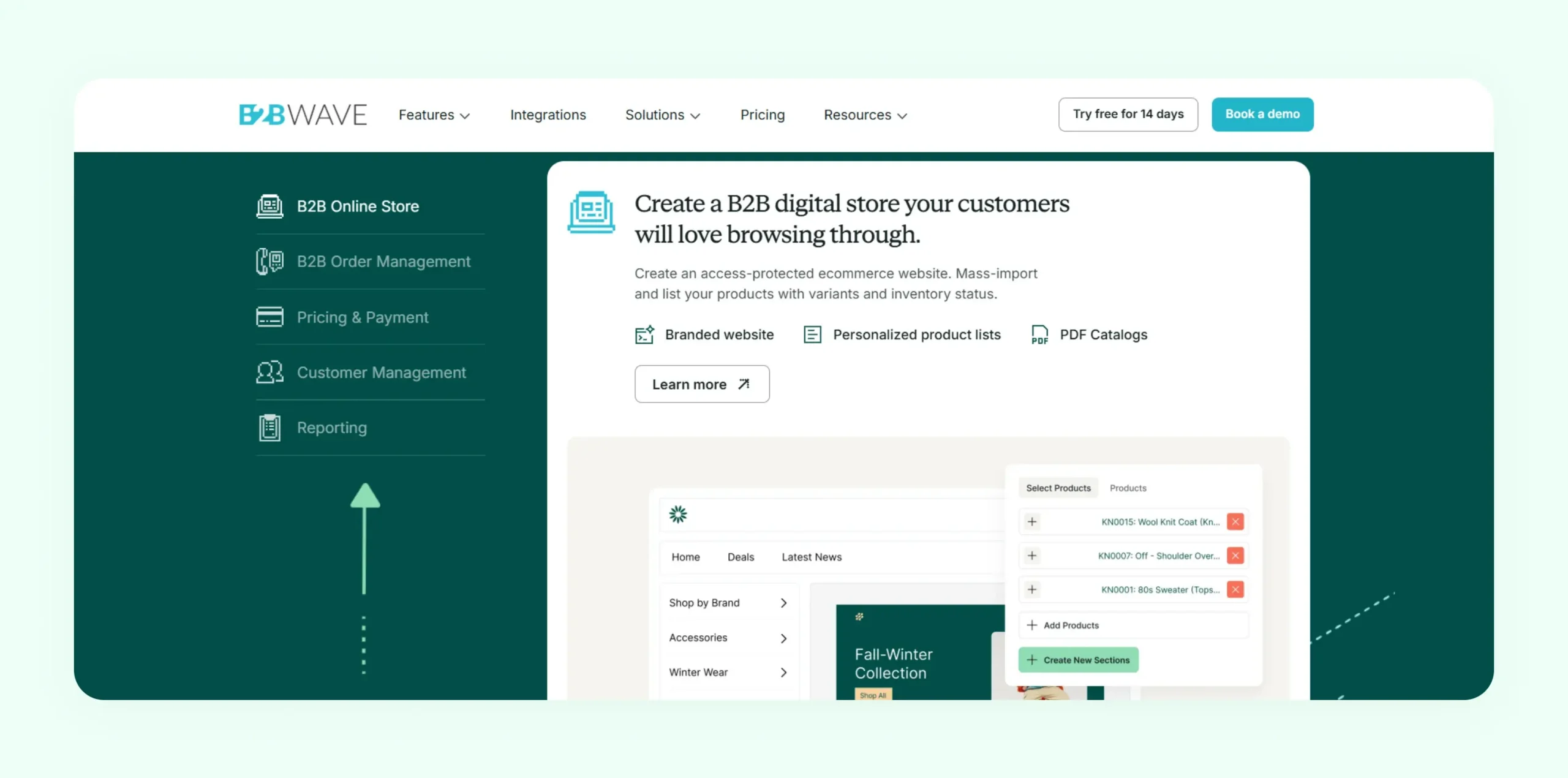 B2B Wave storefront for Shopify B2B sellers