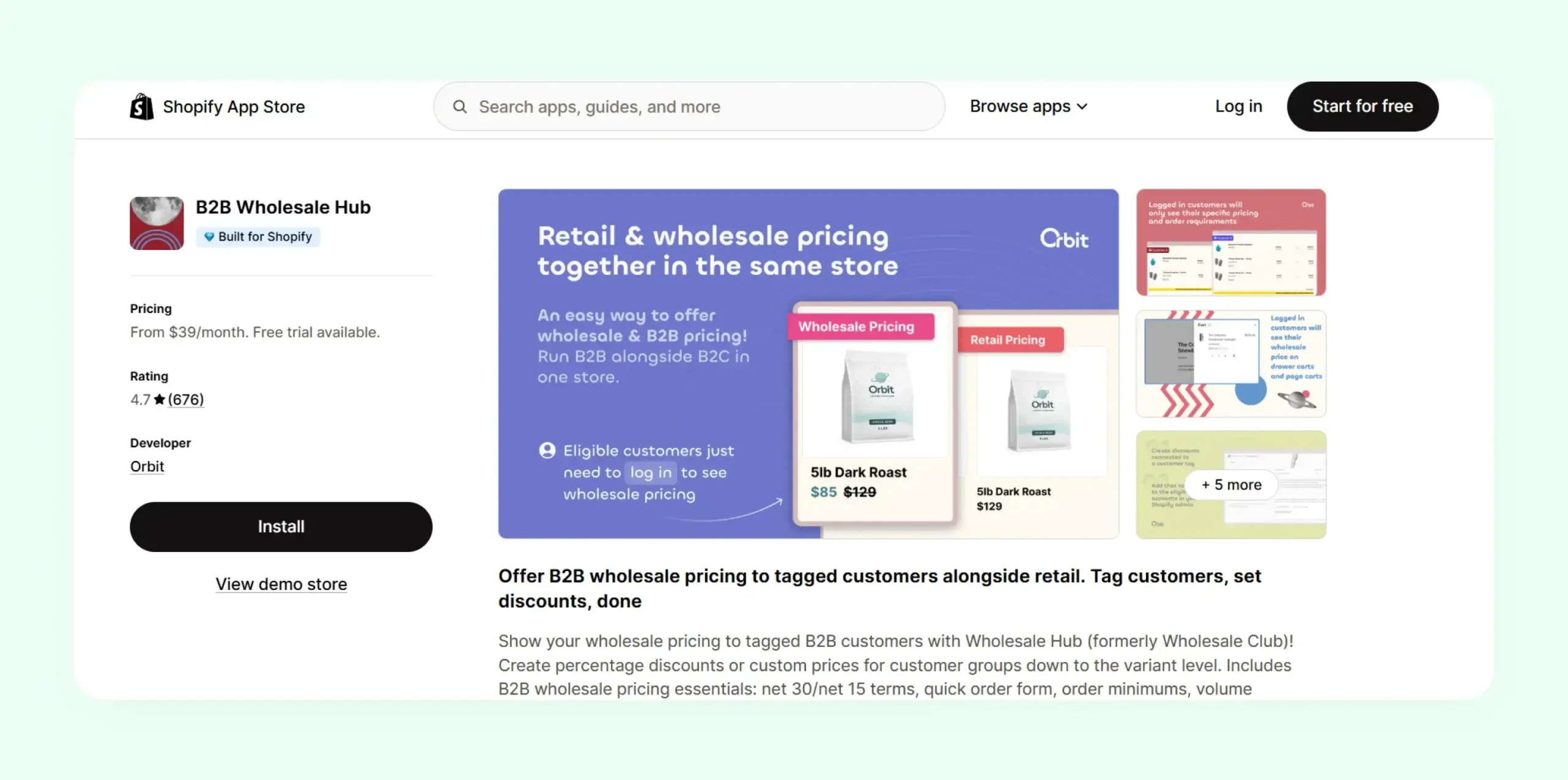 B2B Wholesale Hub for Shopify wholesale pricing