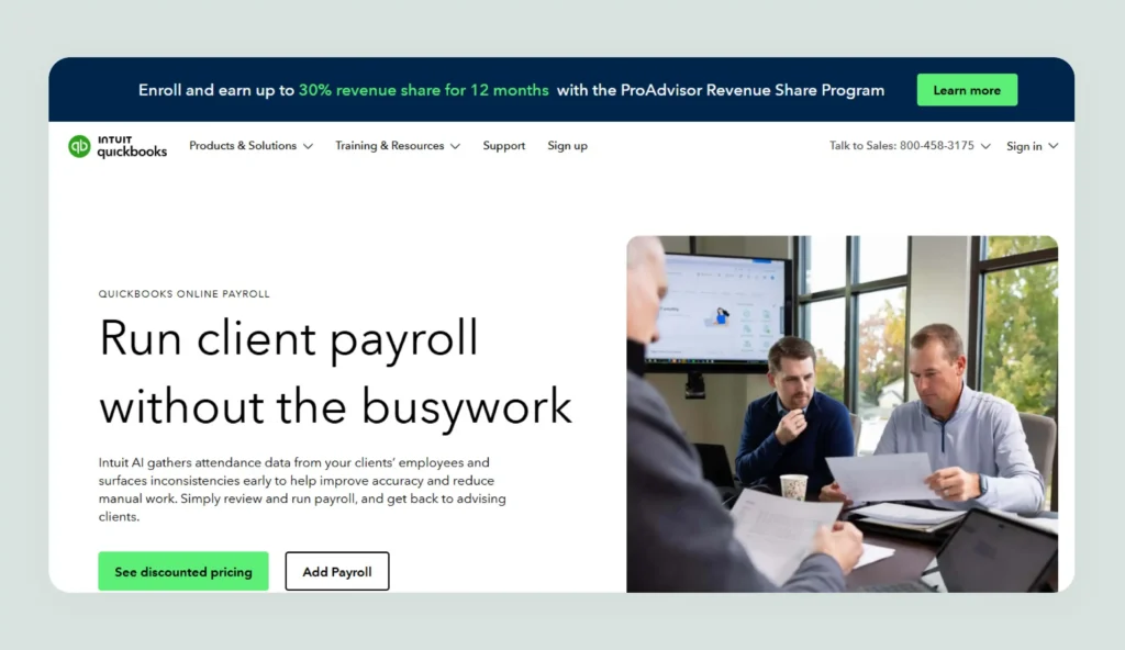 Homepage of Intuit Online Payroll