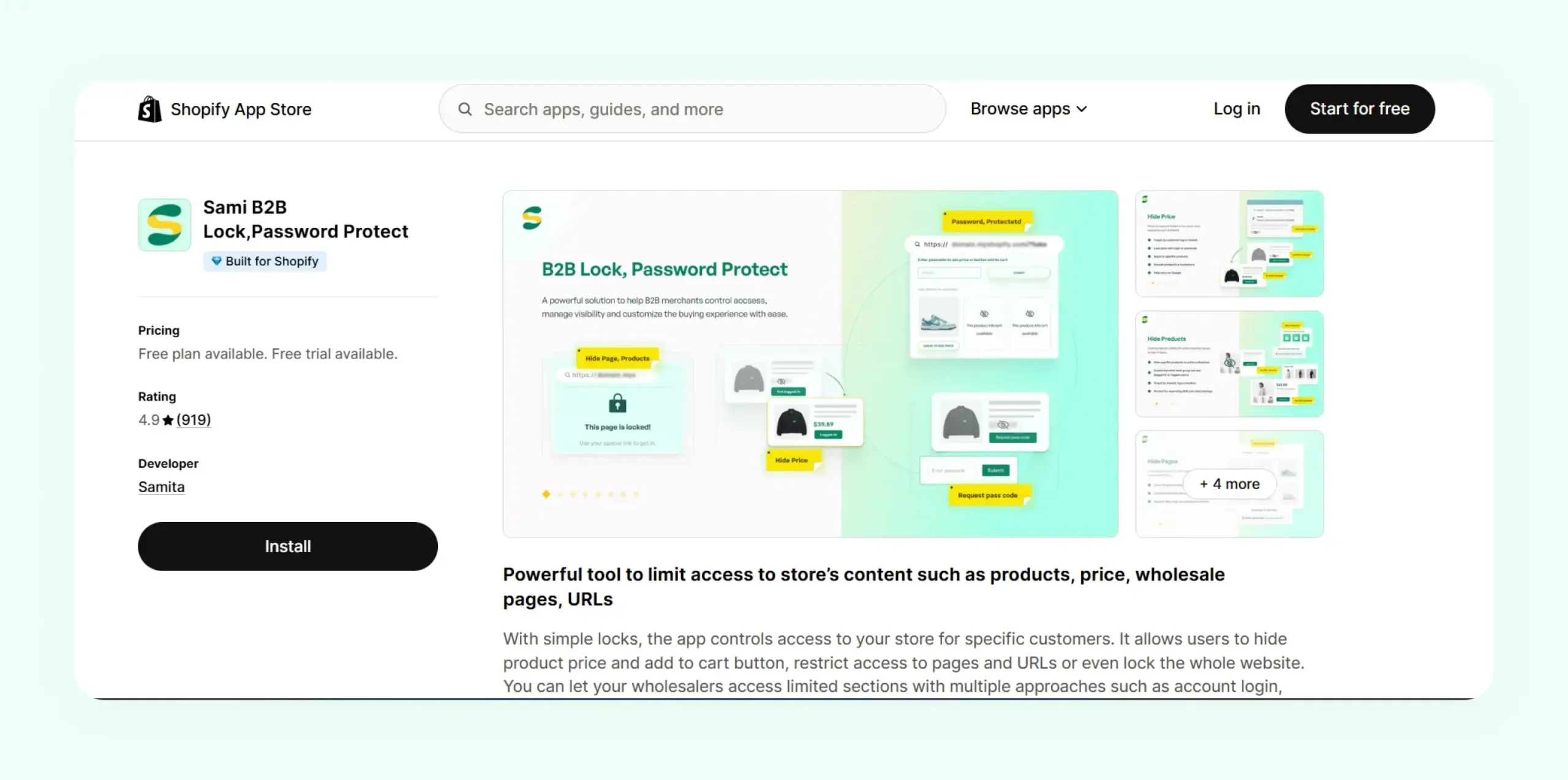 Sami B2B Lock wholesale access control Shopify app