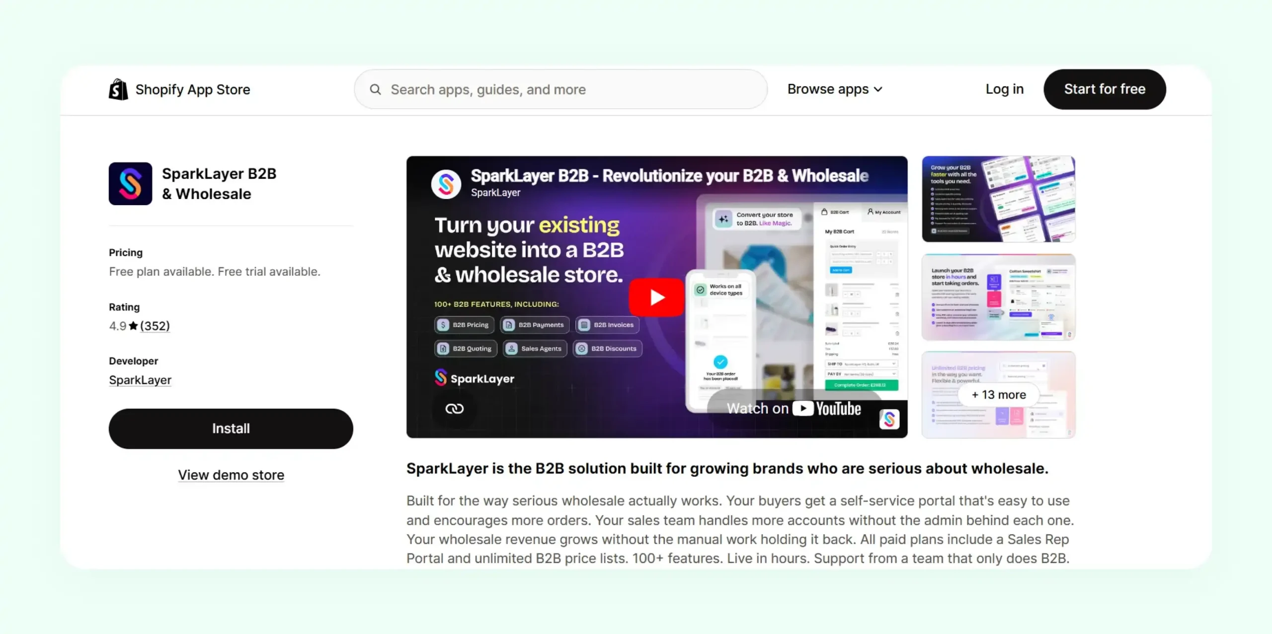 SparkLayer B2B order management for Shopify sellers