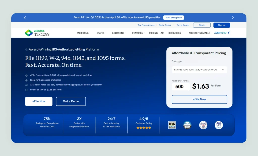 Tax1099 homepage