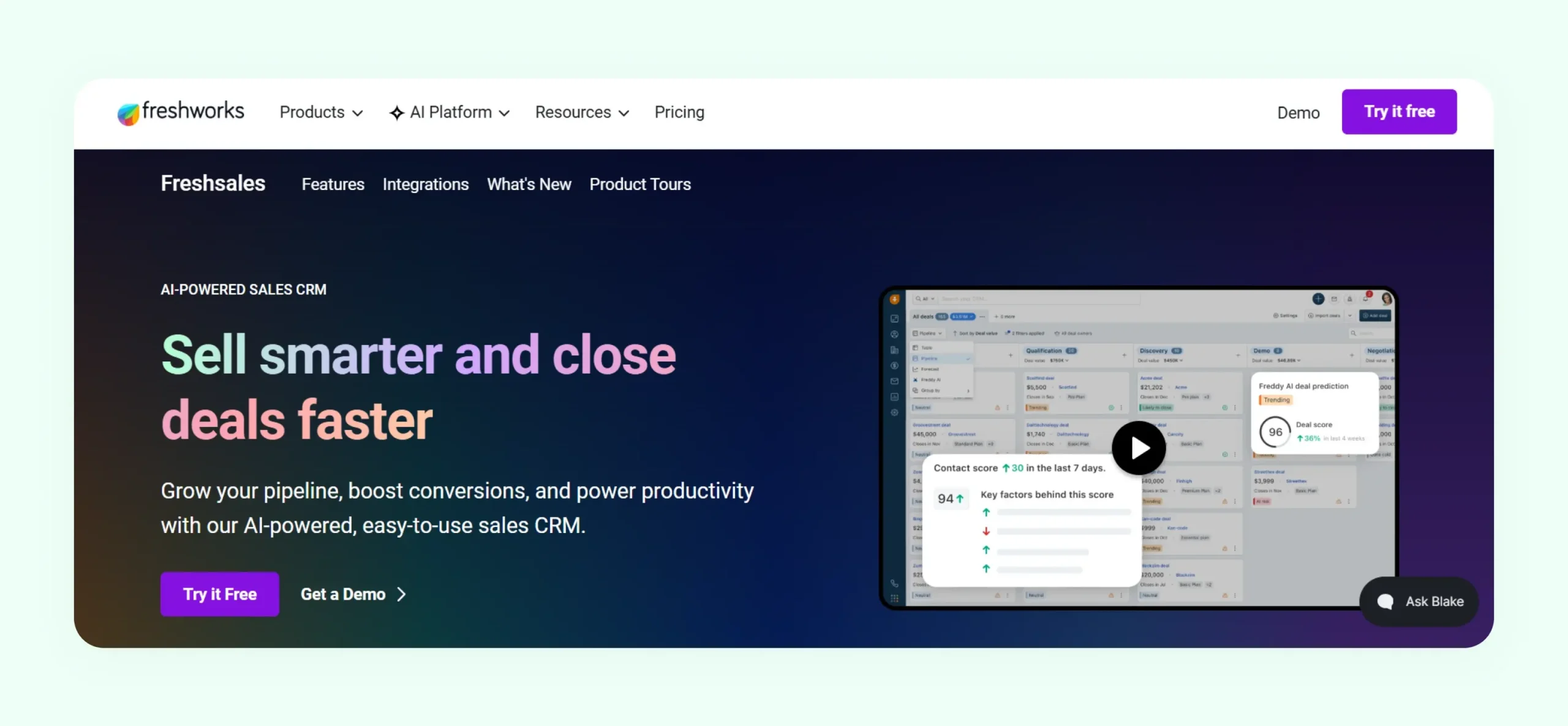 Freshsales CRM Homepage Freshsales CRM Homepage