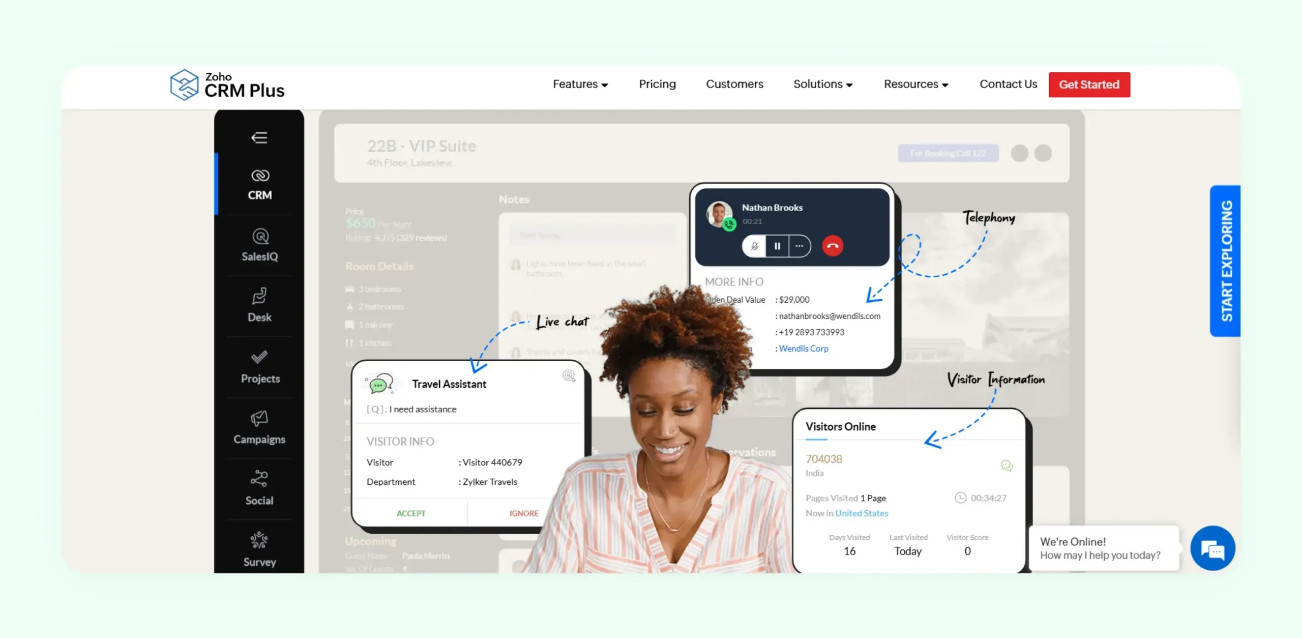 Zoho CRM platform showing omni-channel engagement and marketing automation tools for mid-size businesses Zoho CRM platform showing omni-channel engagement and marketing automation tools for mid-size businesses