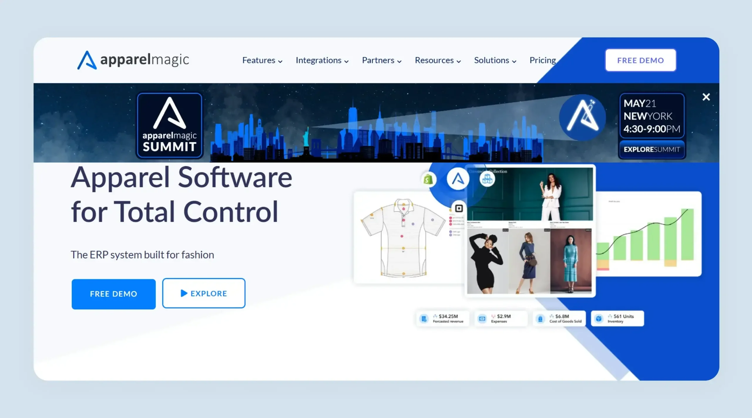 ApparelMagic apparel ERP free demo interface