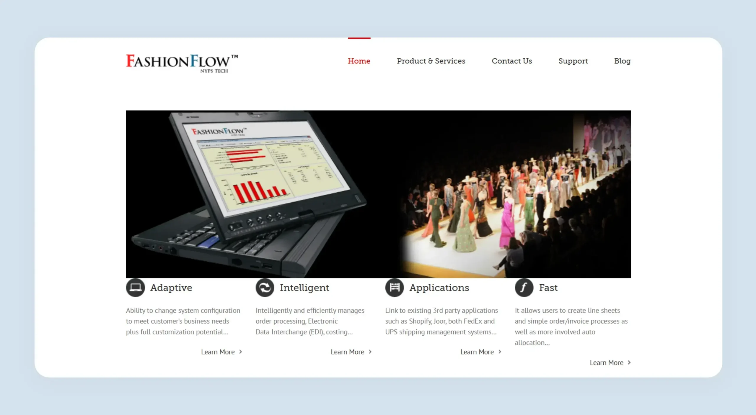Fashion Flow apparel ERP website interface