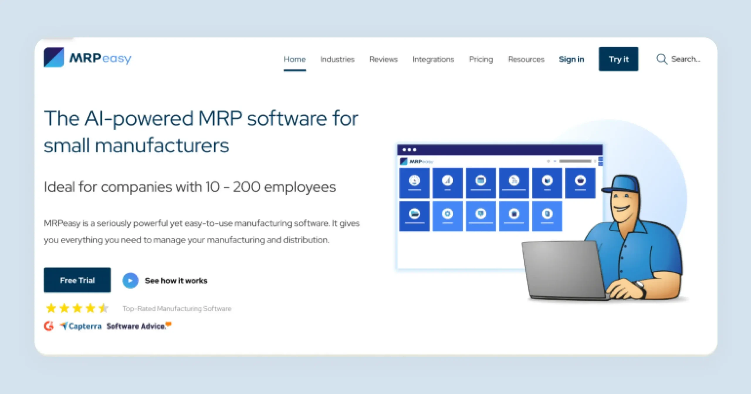 MRPeasy cloud ERP showing production planning