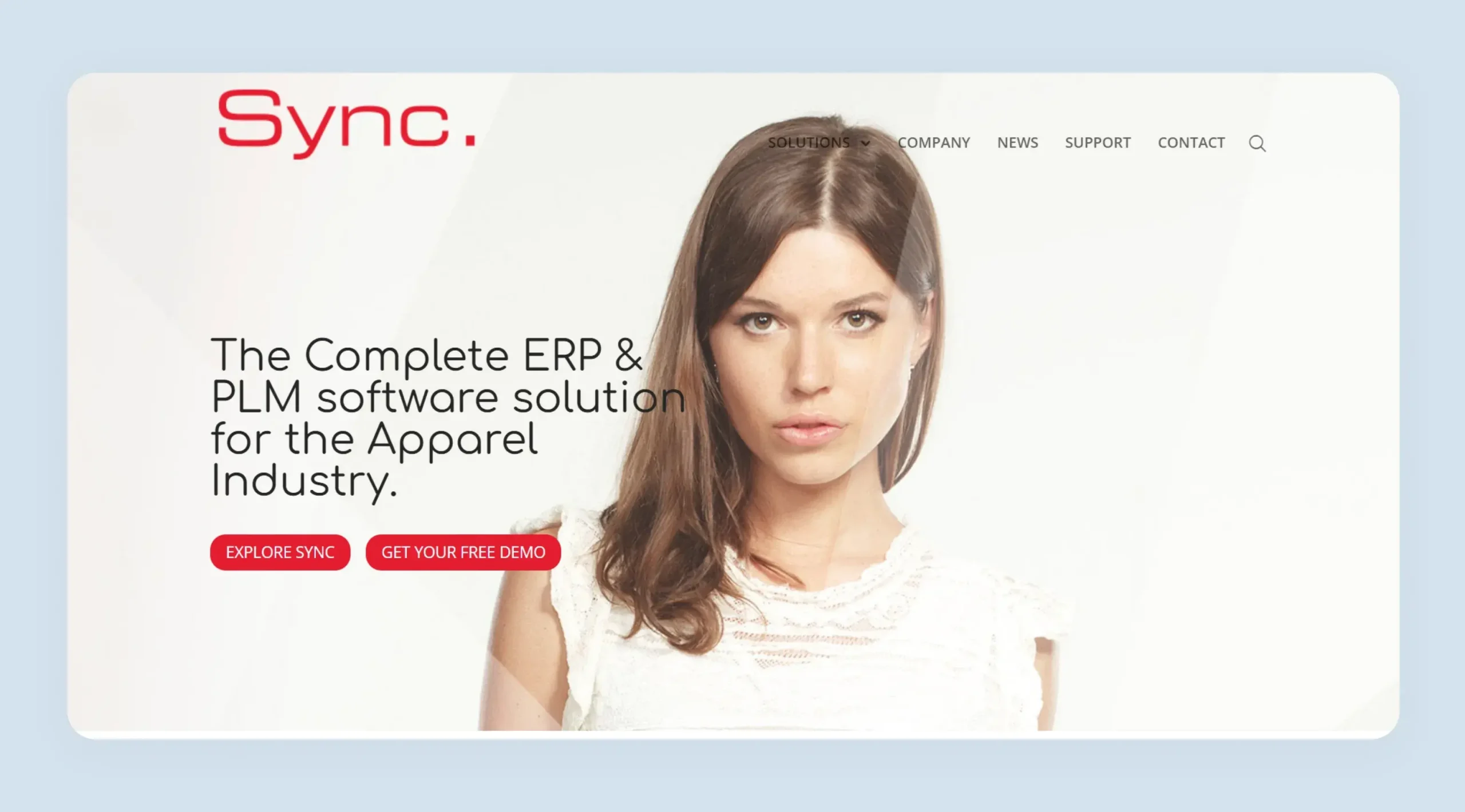 Sync apparel ERP homepage