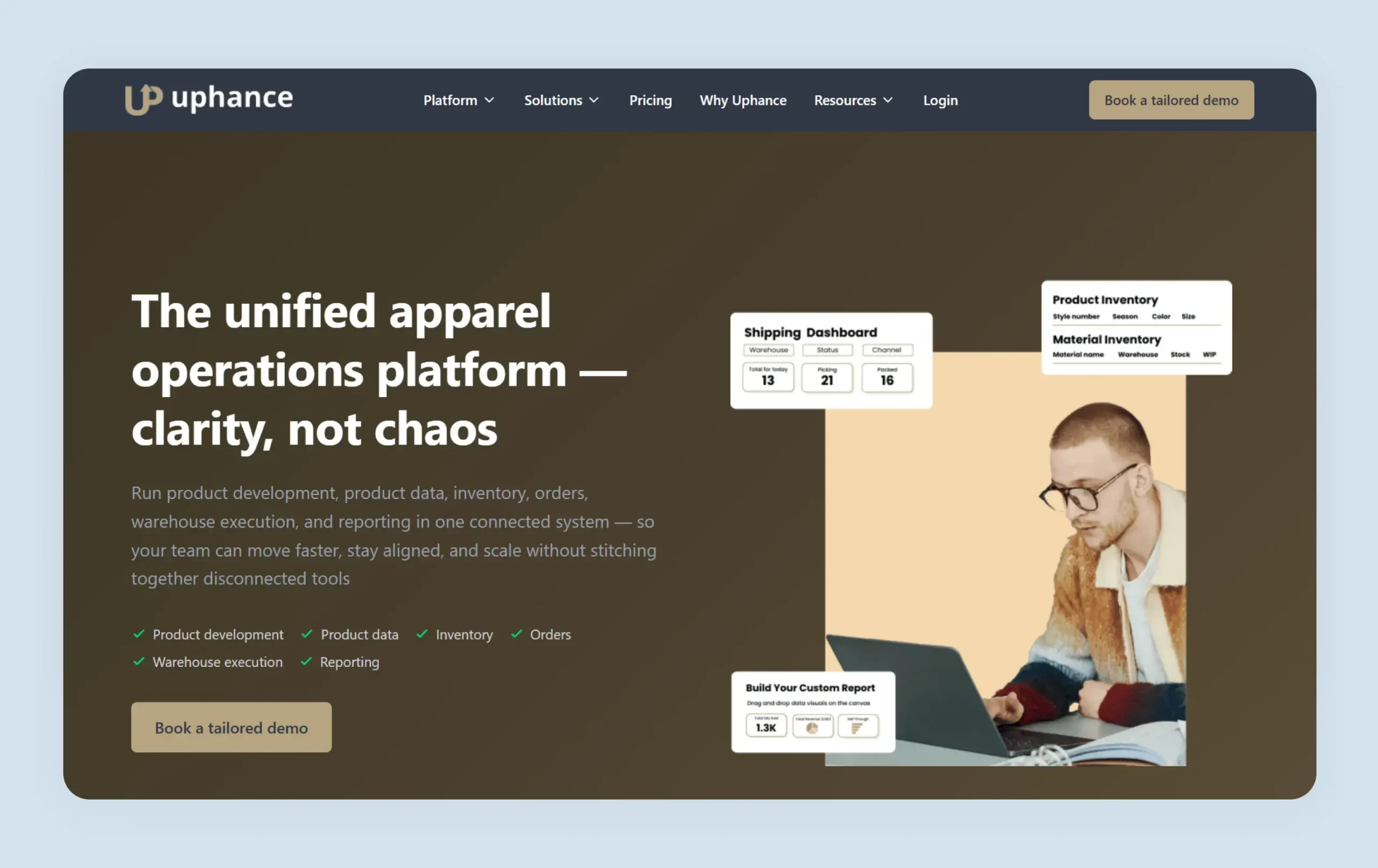 Uphance apparel ERP website