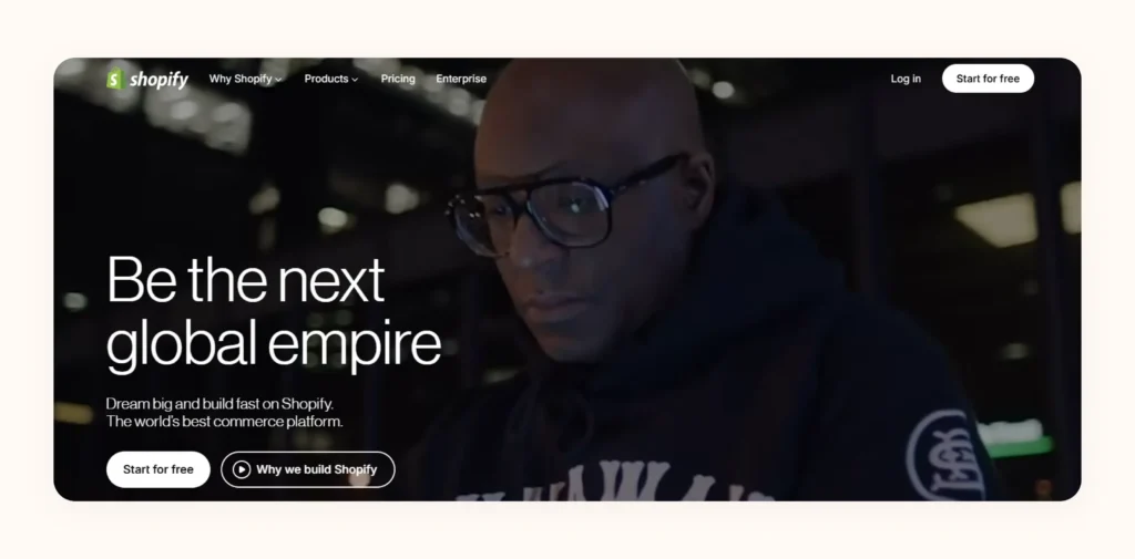 Shopify homepage Shopify homepage