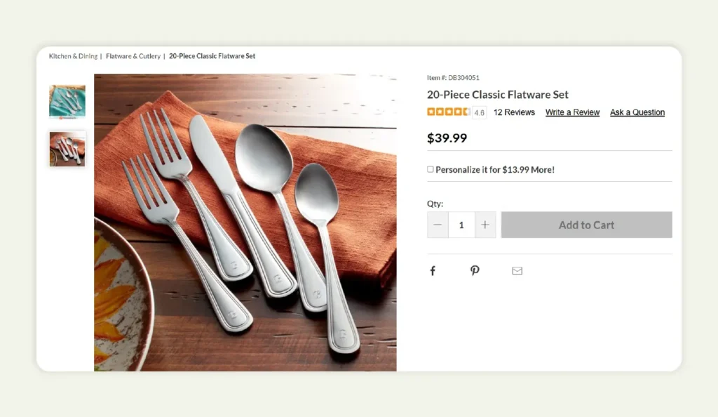 Lifestyle product photography showing flatware set styled in real dining setting&nbsp;