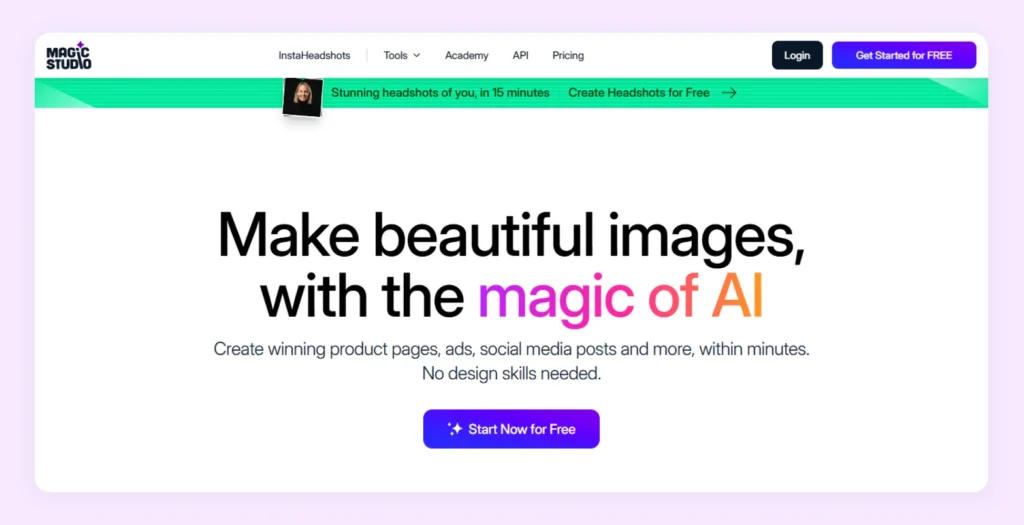 Magic Studio homepage Magic Studio homepage