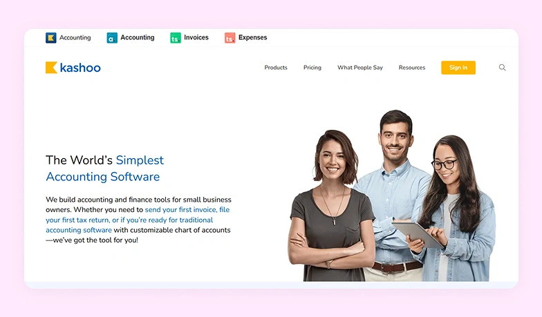 Kashoo homepage screenshot 