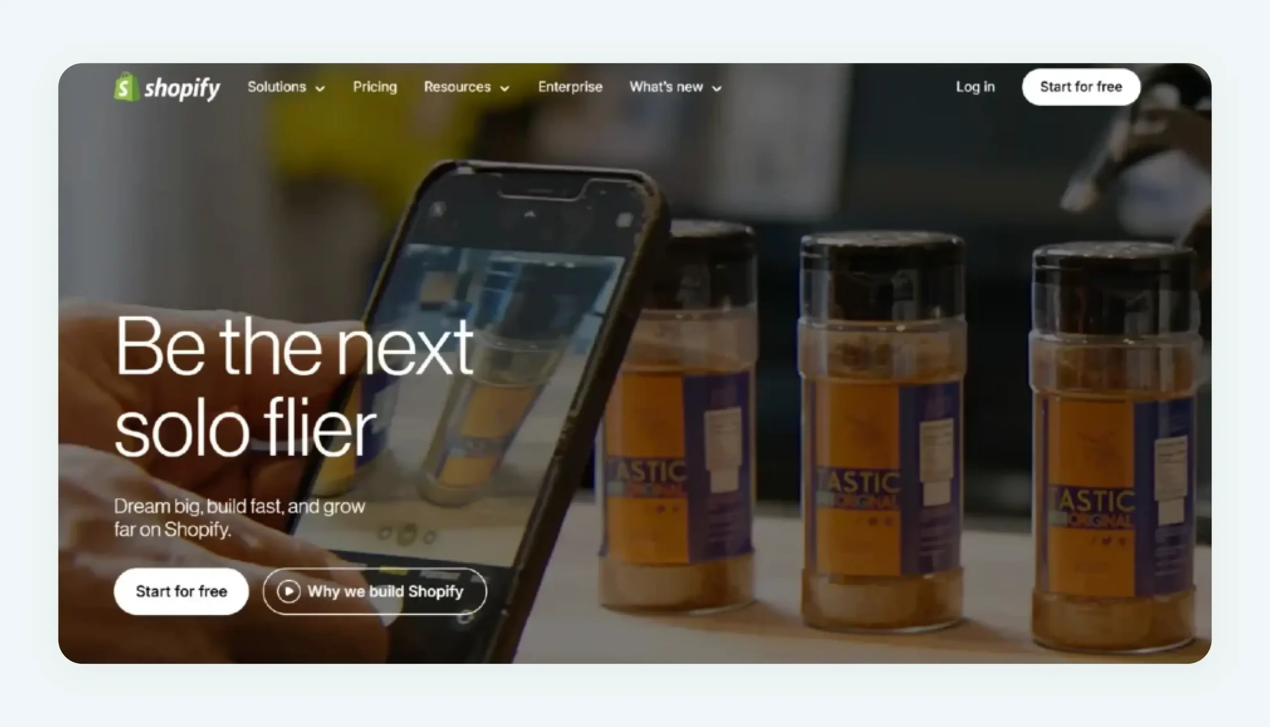 Shopify website home screen