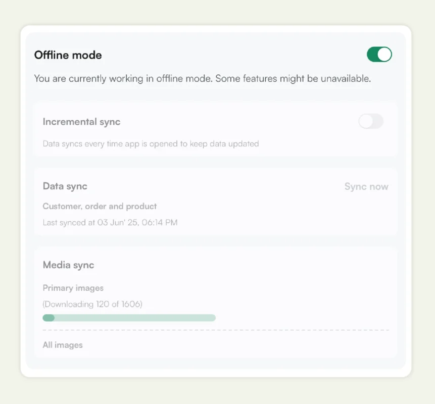 Offline mode in WizCommerce