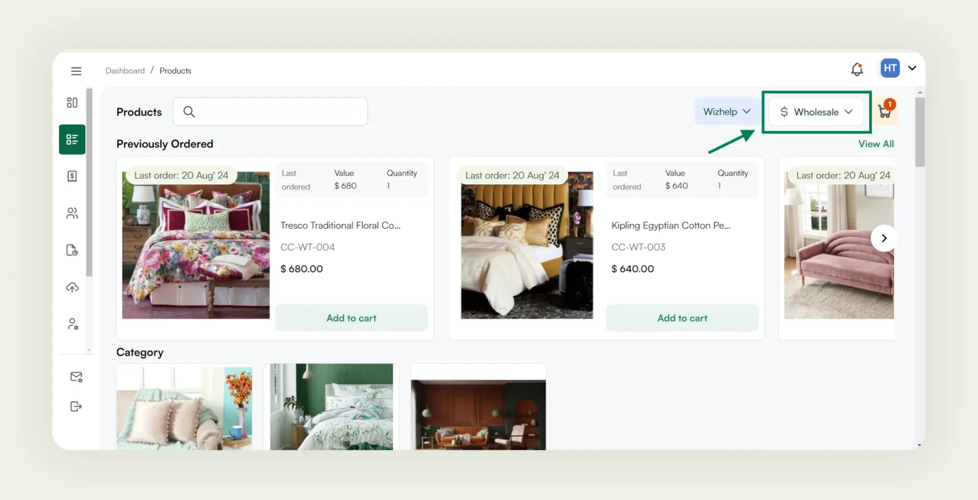 A retailer viewing a catalog with account-specific prices A retailer viewing a catalog with account-specific prices