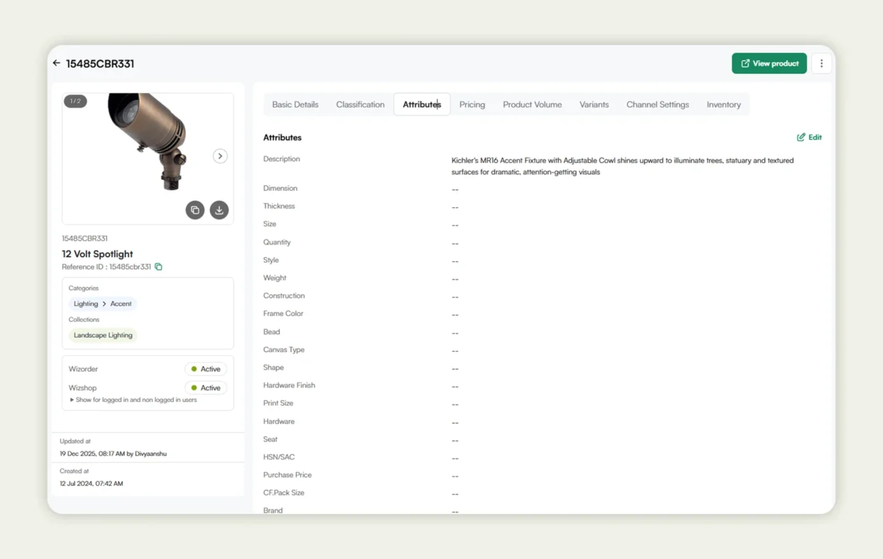 Attributes management in WizCommerce Attributes management in WizCommerce