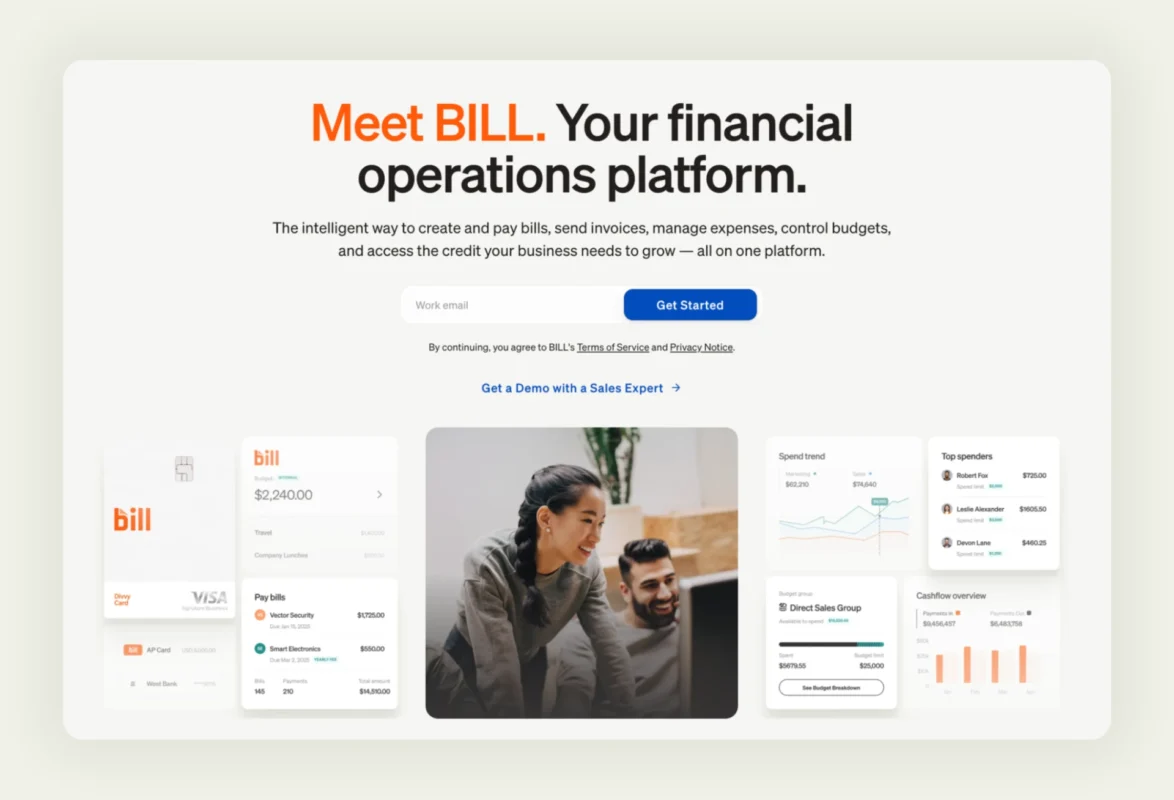 Bill.com homepage Bill.com homepage