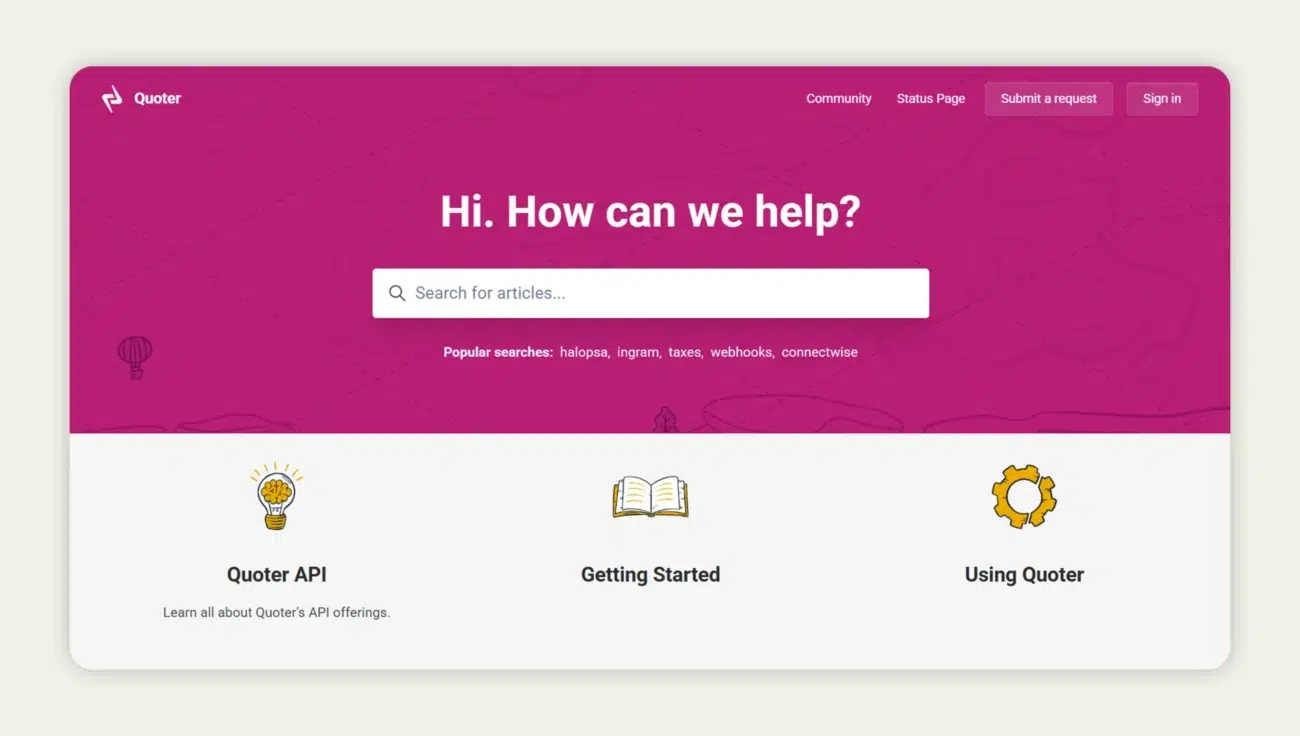 Quoter homepage