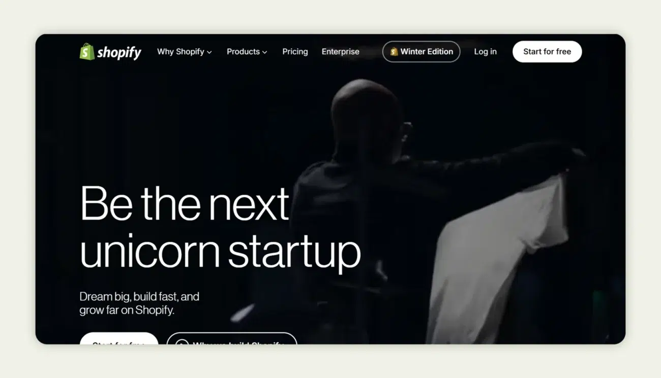 Shopify homepage Shopify homepage