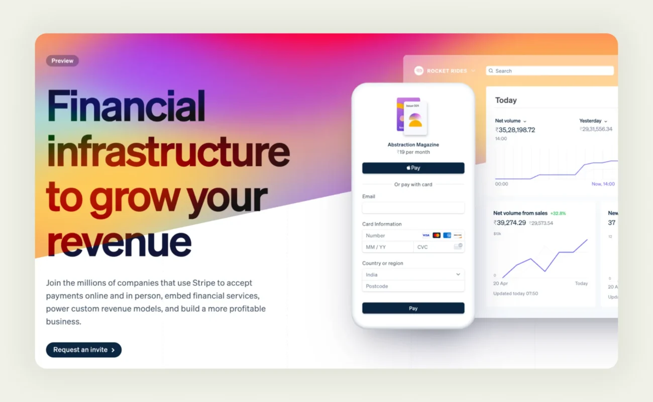Stripe homepage Stripe homepage