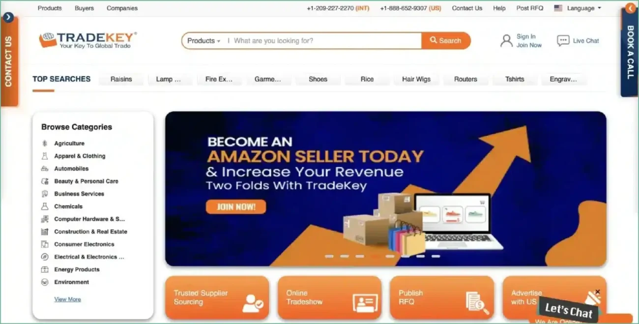 TradeKey homepage TradeKey homepage