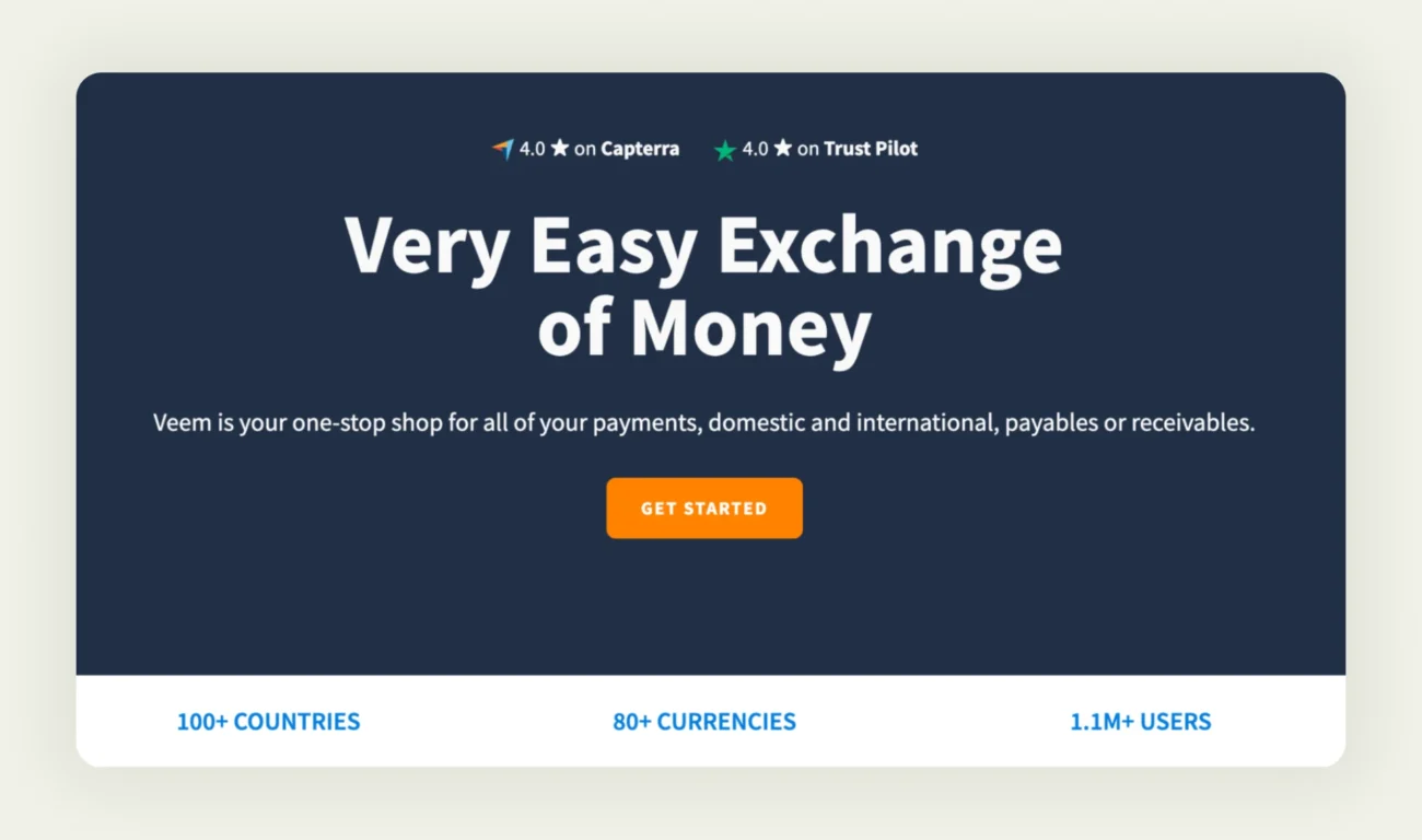 Veem homepage Veem homepage