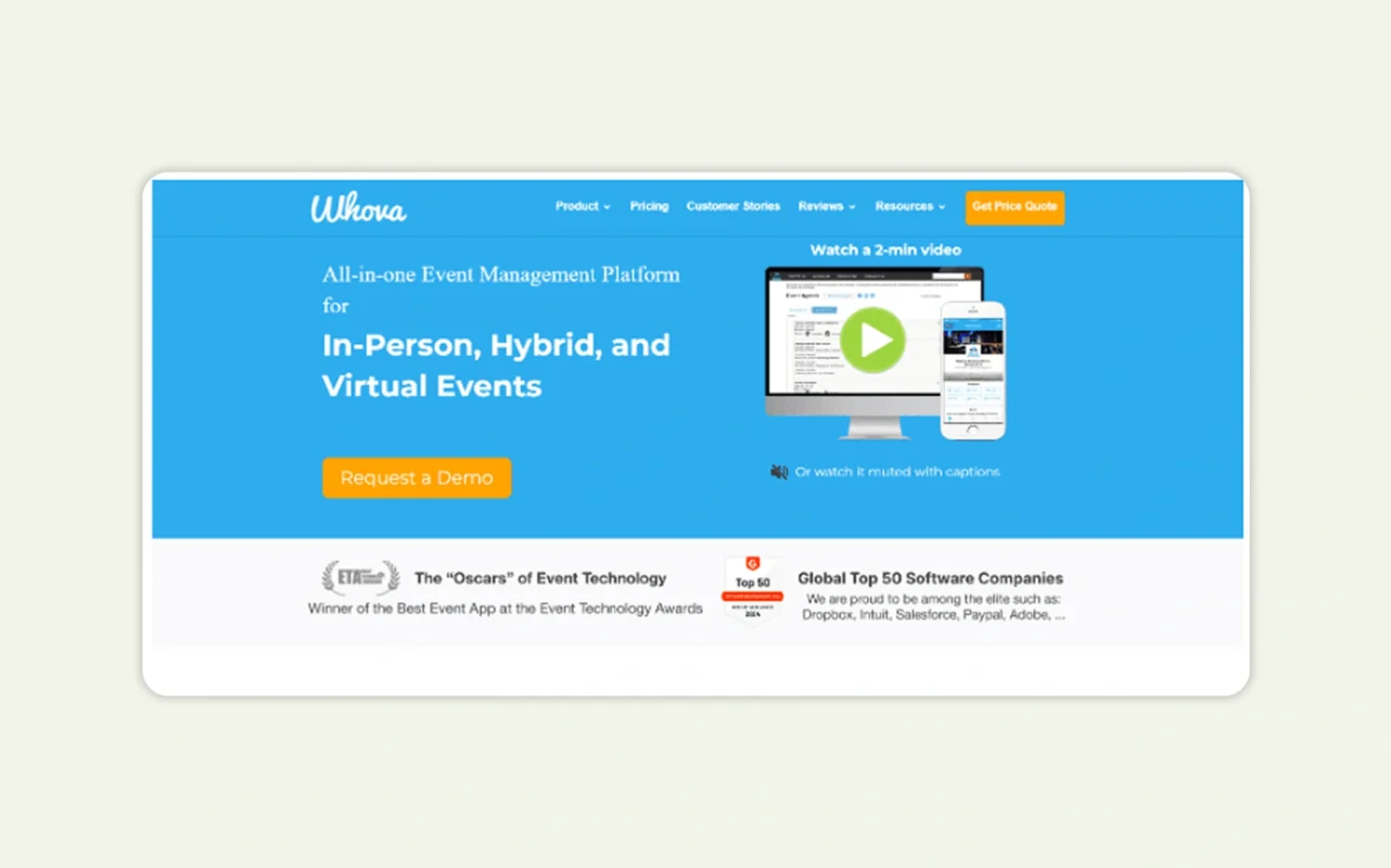  Whova all-in-one event platform combining lead capture with networking and engagement tools