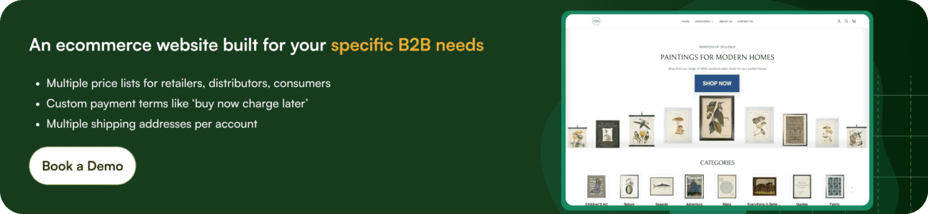 Book a demo for B2B ecommerce solutions and wholesale management Book a demo for B2B ecommerce solutions and wholesale management