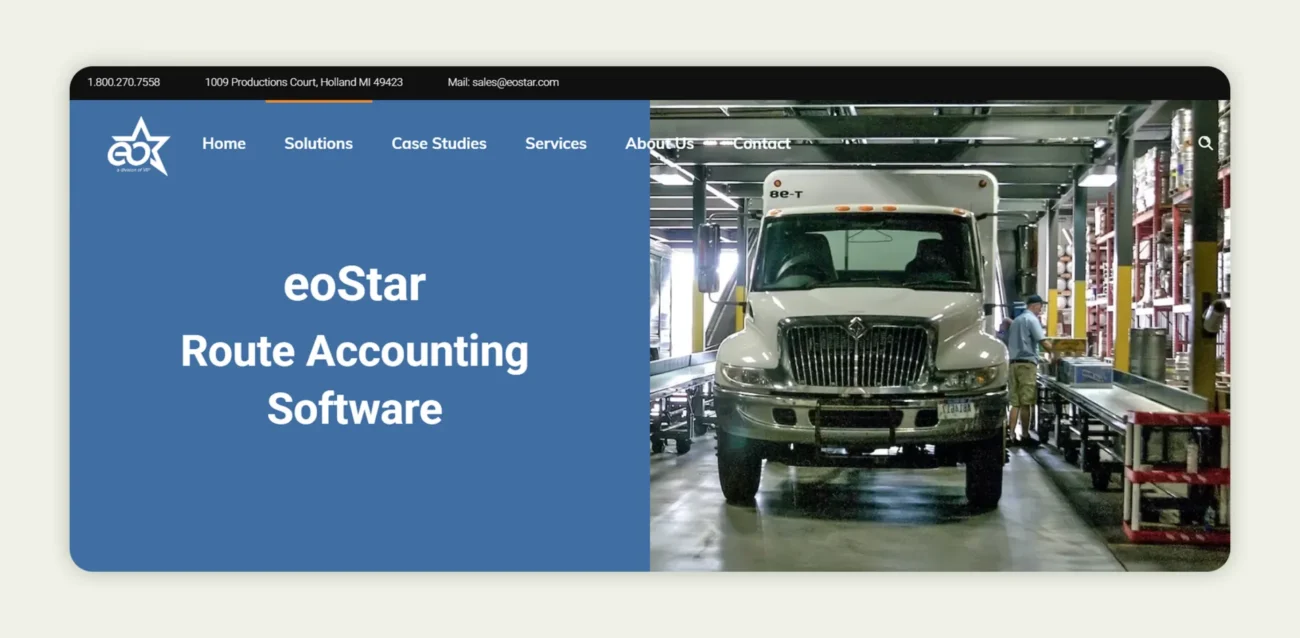 eoStar route accounting software homepage&nbsp;