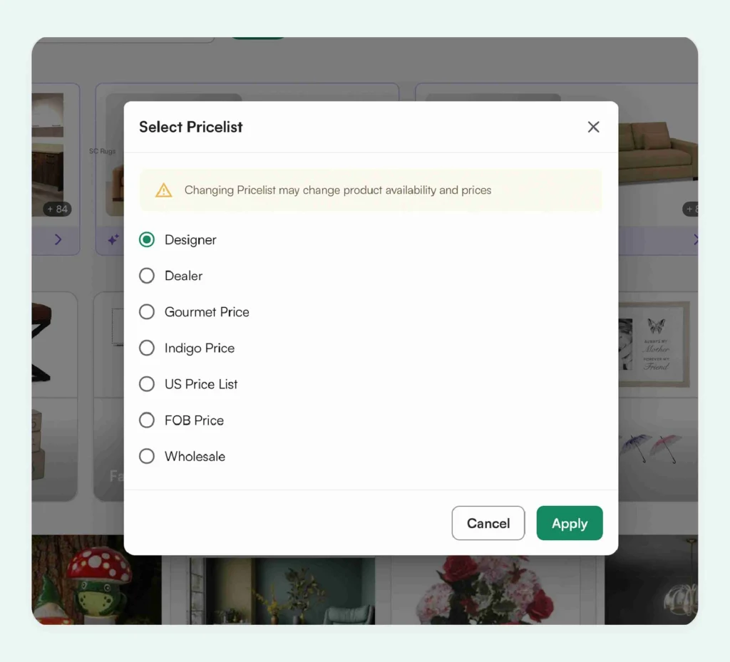 Custom price list functionality of WizCommerce in action