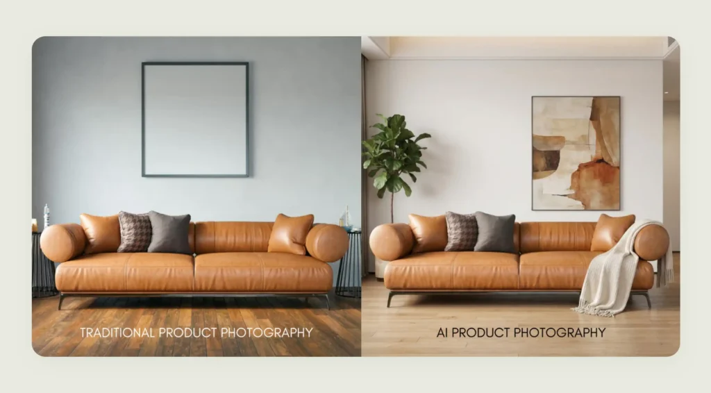 Differences in output between traditional and AI product photography Differences in output between traditional and AI product photography