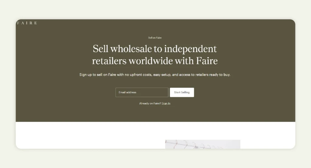 Home page of Sell on Faire