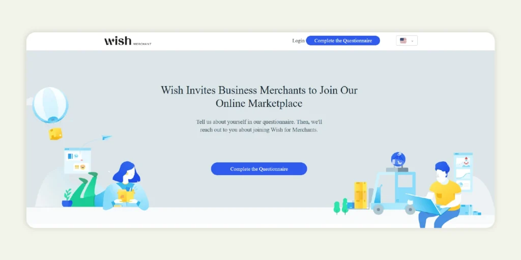  Home page of Wish Merchant