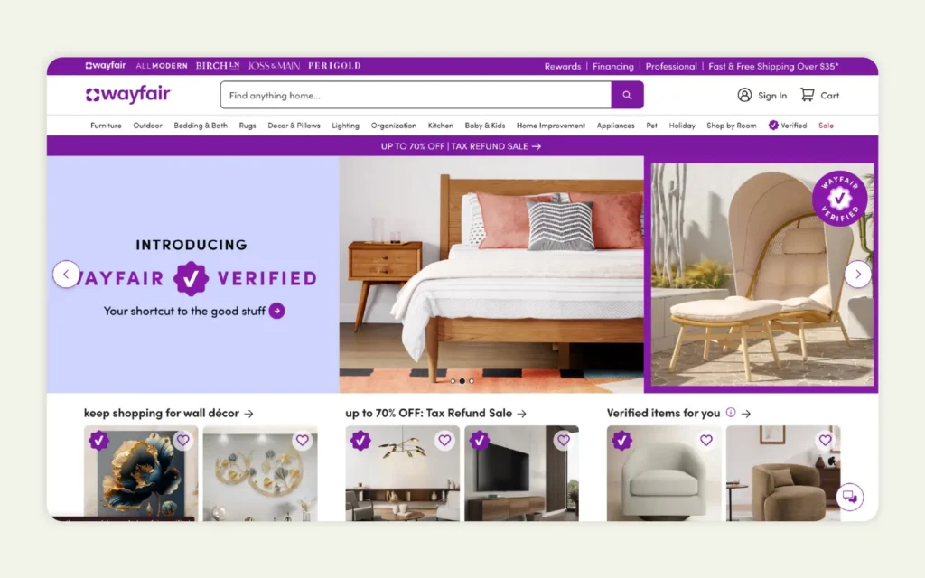 Wayfair Homepage Wayfair Homepage