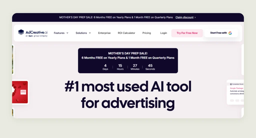  Home page of AdCreative AI