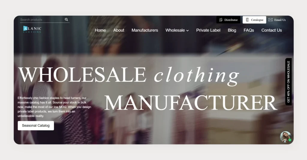 Home page of Alanic Clothing
