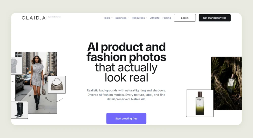 Home page of Claid AI