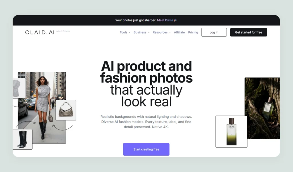 Home page of Claid AI