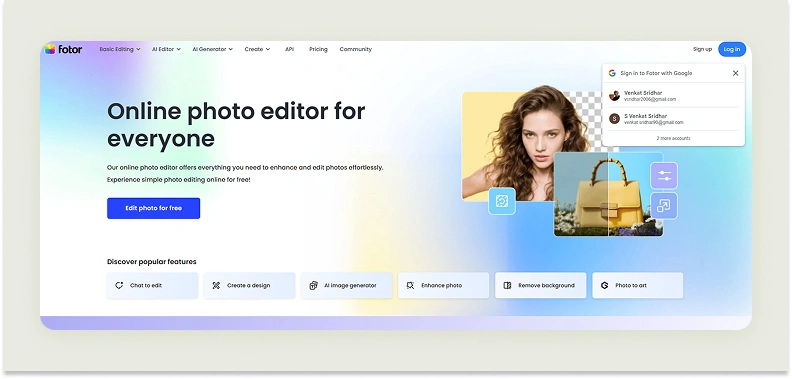 Home page of Fotor