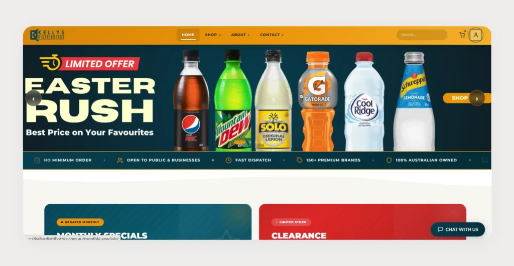 Home page of Kelly’s Distributors