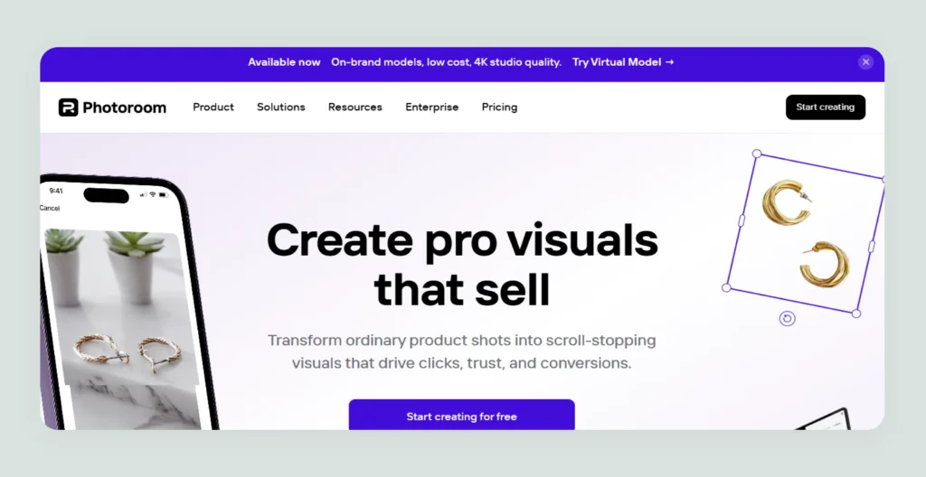 Home page of Photoroom