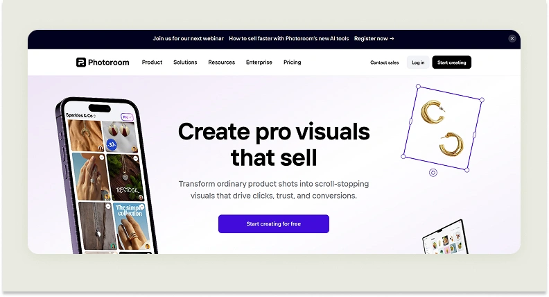  Home page of Photoroom