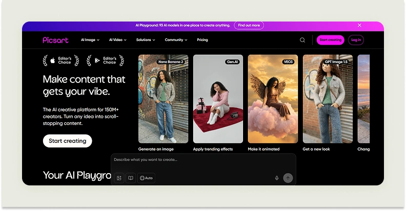 Home page of Picsart